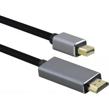 Kabel helos mini DisplayPort męski na HDMI 1.4 męski, PREMIUM 4K, 2,0 m, powłoka TPE, obudowa aluminiowa, pozłacane styki