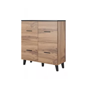 Cama sideboard LOTTA 110 4D wotan oak + mat Czarny
