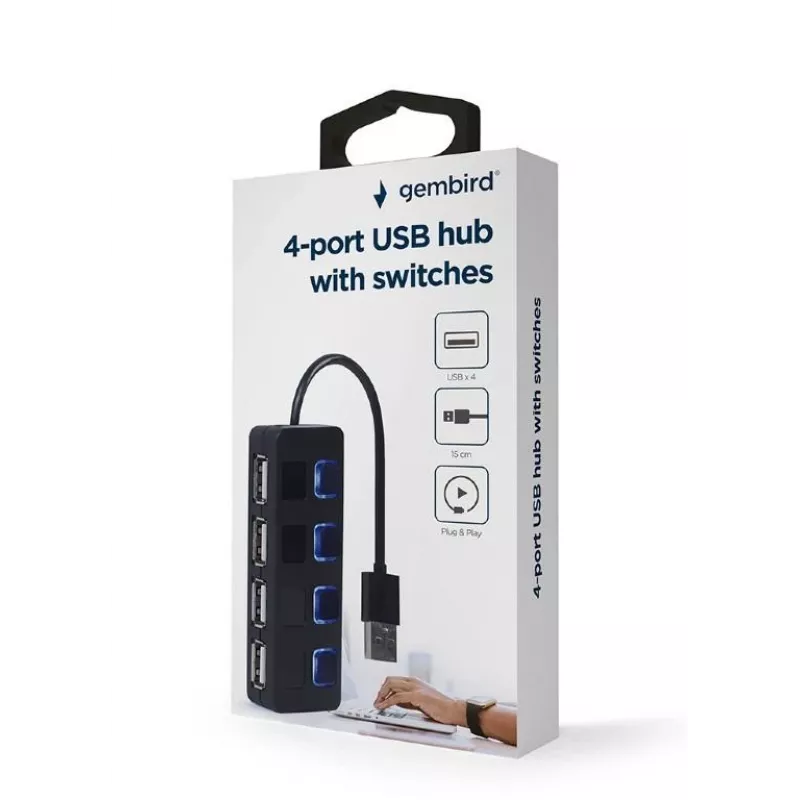 Koncentrator interfejsu USB 2.0 Gembird UHB-U2P4-05 z 4 portami USB