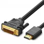 adapter kablowya UGREEN DVI na HDMI HD106 — DVI (męski) na HDMI (męski), 1,5 m, FHD 1080p / 3840×2160