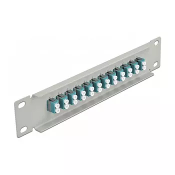 Panel krosowy światłowodowy DeLOCK 10 cali 12 portów LC Duplex Aqua 1U szary