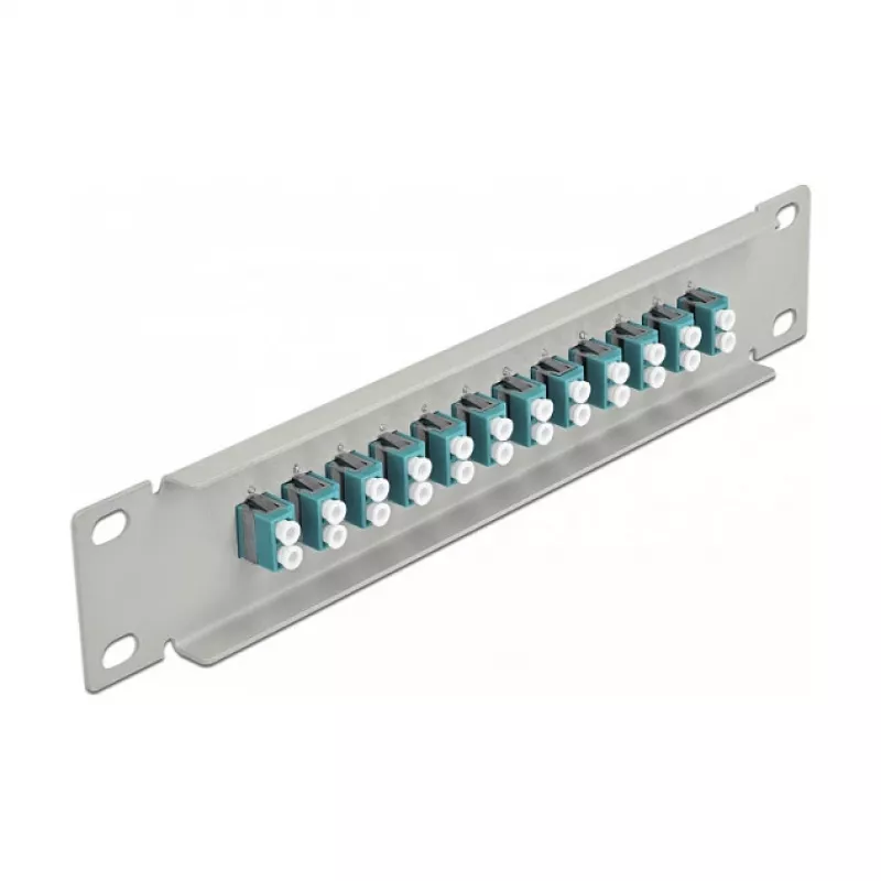 Panel krosowy światłowodowy DeLOCK 10 cali 12 portów LC Duplex Aqua 1U szary