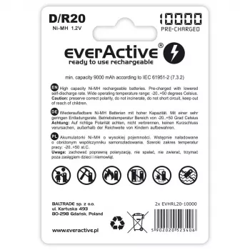 Akumulator everActive EVHRL20-10000 D NiMH 1.2 V 2 szt.