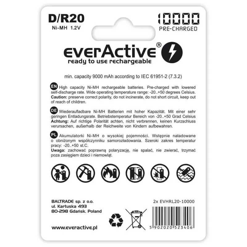 Akumulator everActive EVHRL20-10000 D NiMH 1.2 V 2 szt.