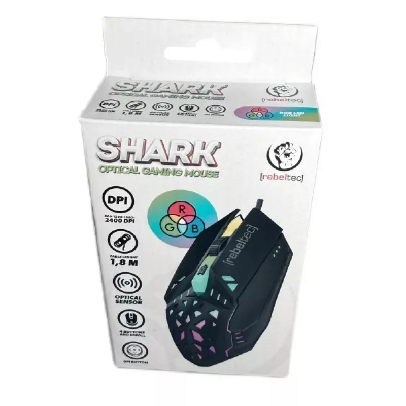 Przewodowa mysz gamingowa Rebeltec SHARK — ergonomiczny design, czujnik optyczny