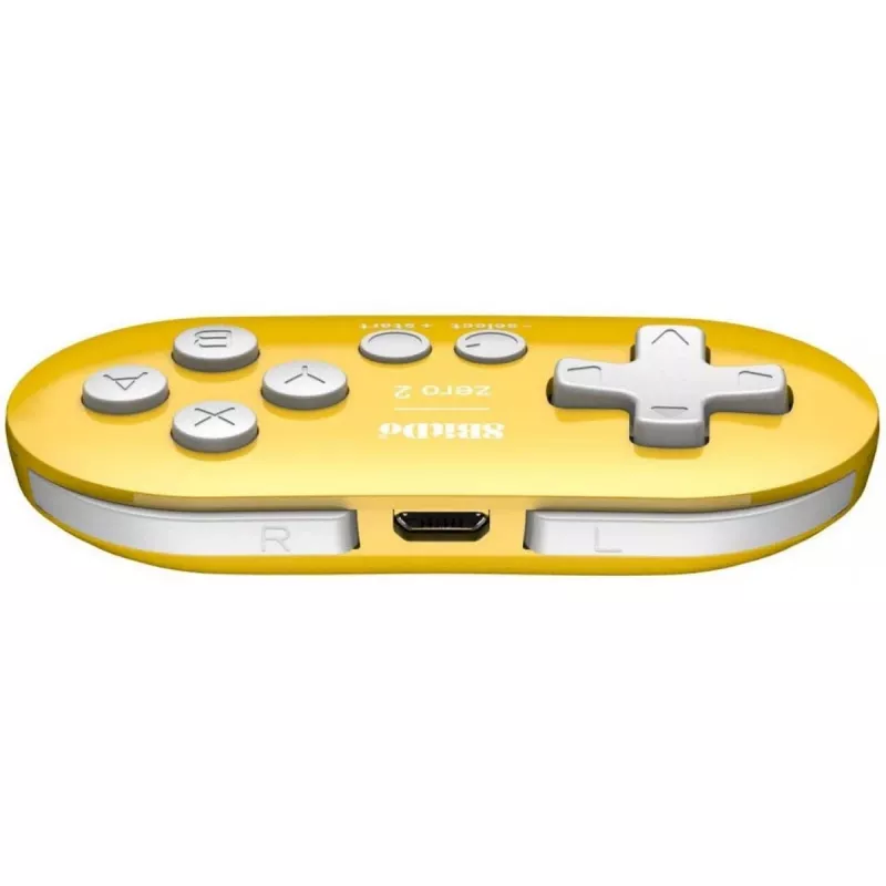 Bezprzewodowy kontroler do gier 8BitDo Zero 2 żółty — Bluetooth, kompaktowy rozmiar kieszonkowy, RET00221