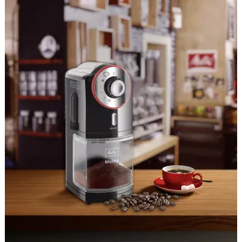 Melitta Molino 100 W Czarny, Czerwony, Stal nierdzewna