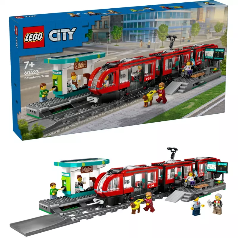 Zestaw budowlany LEGO City Tramwaj i stacja do odgrywania ról dla dzieci z zabawkowym tramwajem, prezent dla chłopców i dziewczynek od 7 lat, którzy kochają pojazdy