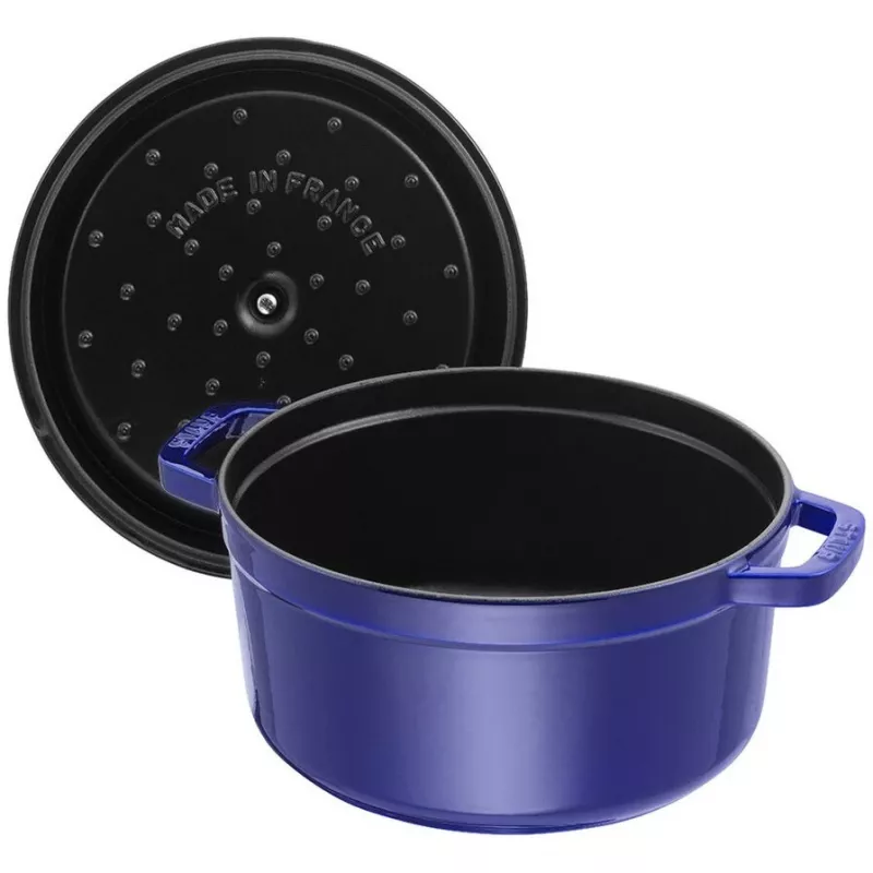 Żeliwna kokotka Staub 26 cm okrągła, ciemnoniebieska