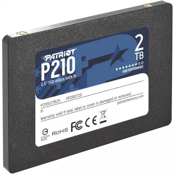 2,5-calowy dysk SSD SATA III PATRIOT P210 2 TB — odczyt 500 MB/s, zapis 400 MB/s, 7 mm