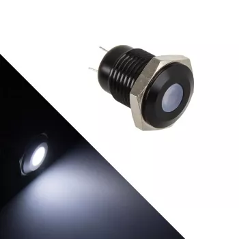 Podświetlany wandaloodporny przycisk chwilowy Lamptron LAMP-SW2004-H, czarny poliwęglan, biała kropka