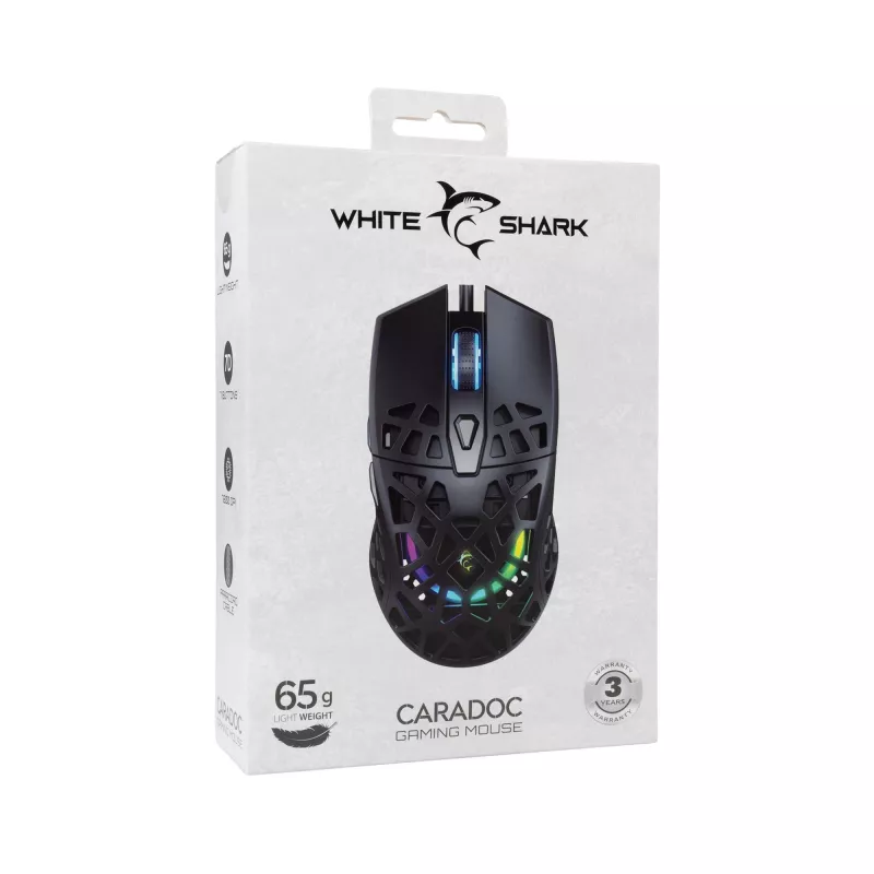 Mysz White Shark GM-5018 Caradoc RGB 7200 dpi Czarna