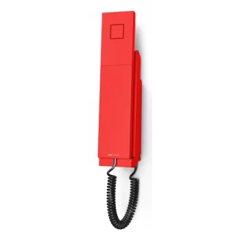 Analogowy telefon ścienny Snom E303A — przewodowa słuchawka, zestaw głośnomówiący, czerwony