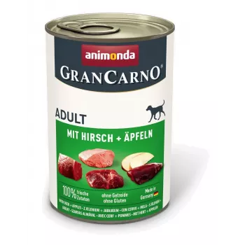 Mokra karma dla psów Animonda GranCarno Adult — Wieprzowina z dziczyzną i jabłkiem, 400 g, bezzbożowa, 10,5% białka