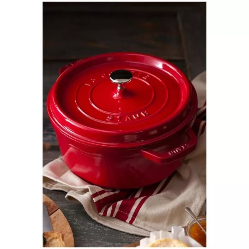 Pojedynczy garnek Staub Cocotte 24 cm Wiśniowy