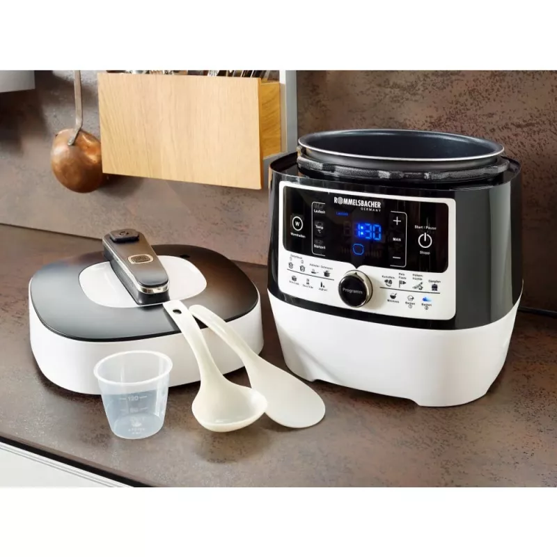 Elektryczny szybkowar Rommelsbacher MD 1000 – 4 l, 1000 W, 14 programów, biały/czarny