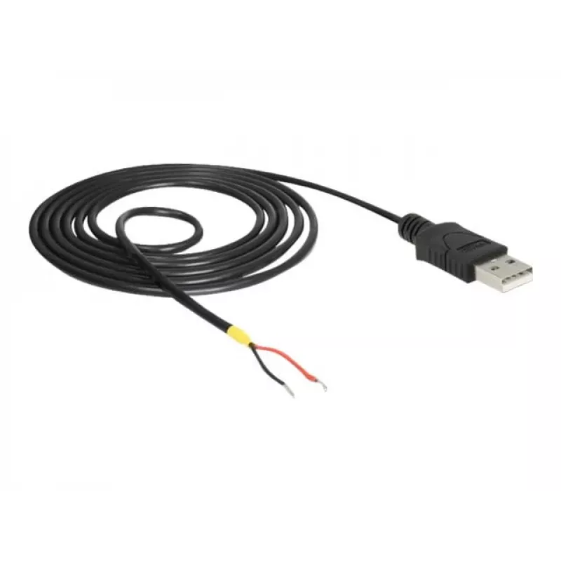 Kabel Delock USB2.0 Typ-A wtyk > 2 gołe końcówki przewodów - 1,5m - czarny (85664)
