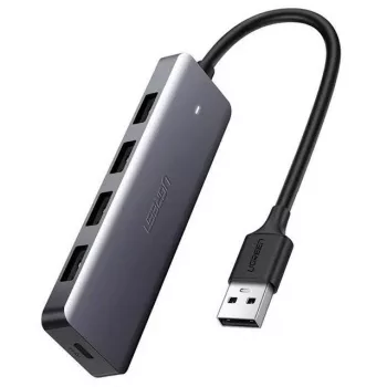 Ugreen Hub 4-w-1 Adapter USB-C do 4× USB 3.0 + USB-C Szary