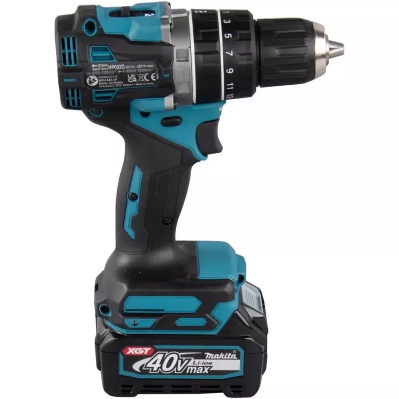 Makita - Młotowiertarka/Wkrętarka - Akumulatorowa - 2 prędkości - Klucz do uchwytu 13 mm - 64 N·m - 2 akumulatory, ładowarka w zestawie - 40 V
