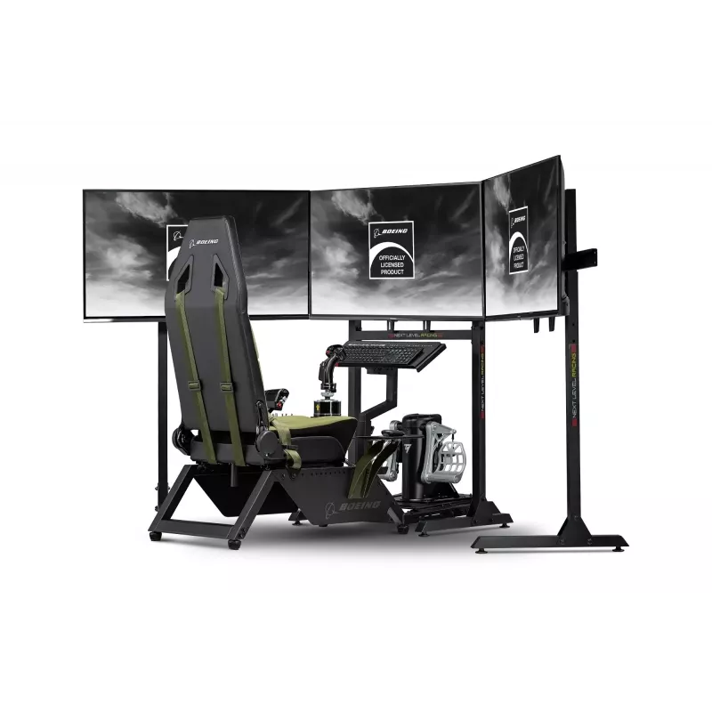 Fotel kokpitowy next level racing symulator lotu Boeing Military 396055 — dedykowany fotel do symulacji lotu kompatybilny z wolantami i pedałami