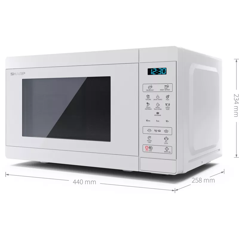 Sharp | Kuchenka mikrofalowa | YC-MS02E-C | Wolnostojąca | 800 W | Biała
