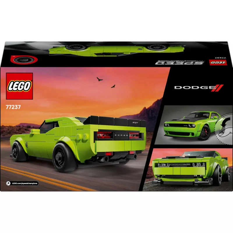 Samochodowy zestaw konstrukcyjny LEGO Speed Champions Dodge Challenger SRT Hellcat 77237 — 390 elementów, 1 minifigurka, wiek 9+
