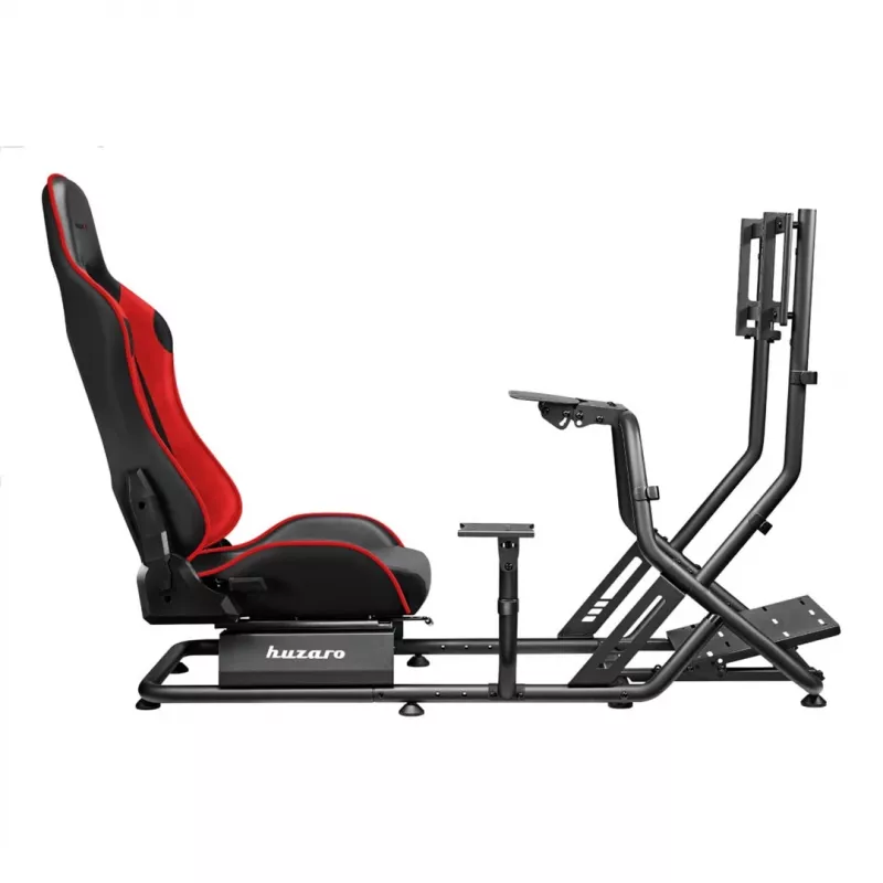 Kokpit wyścigowy huzaro Speed 6.0 z regulowanym fotelem, ramą stalową, kątem 30°–90°, obciążenie do 120 kg, czerwony, 1080×1360×560 mm