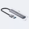 Unitek H1208A hub USB-A, 4 porty (1x USB-A 5 Gbps, 3x USB-A 2.0), aluminiowy, srebrny