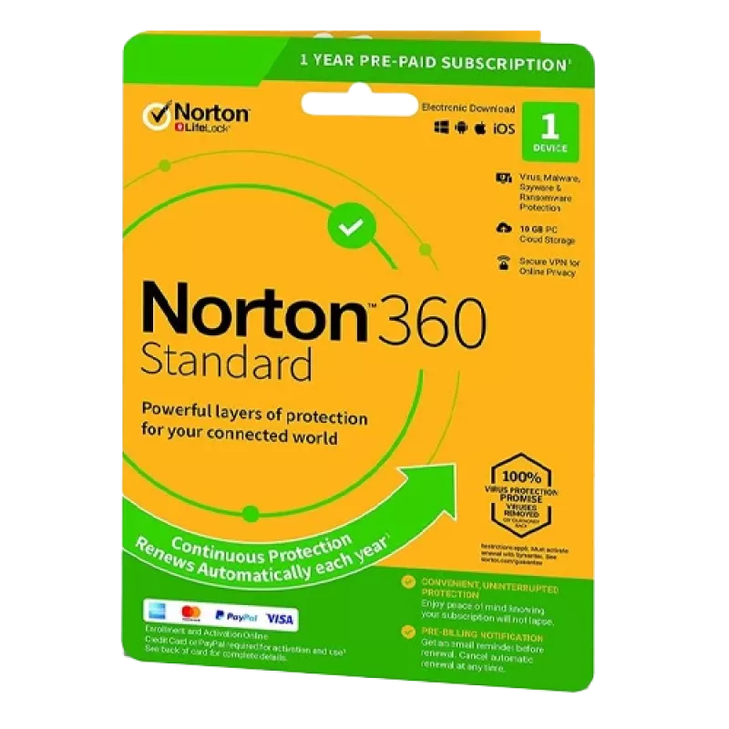 Norton 360 Standard | 1 urządzenie | 1 rok | 10 Gb pamięci w chmurze | EU | NIE DOTYCZY SUBSKRYPCJI |