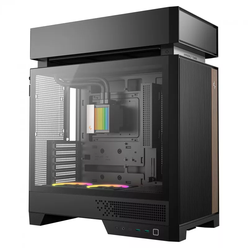 Obudowa komputera stacjonarnego DeepCool CL6600 Czarna — obsługuje zasilacze ATX/PS2/SFX/SFX-L, przednie wentylatory 140 mm, górne/tylne 120/140 mm, napędy 2,5/3,5 cala