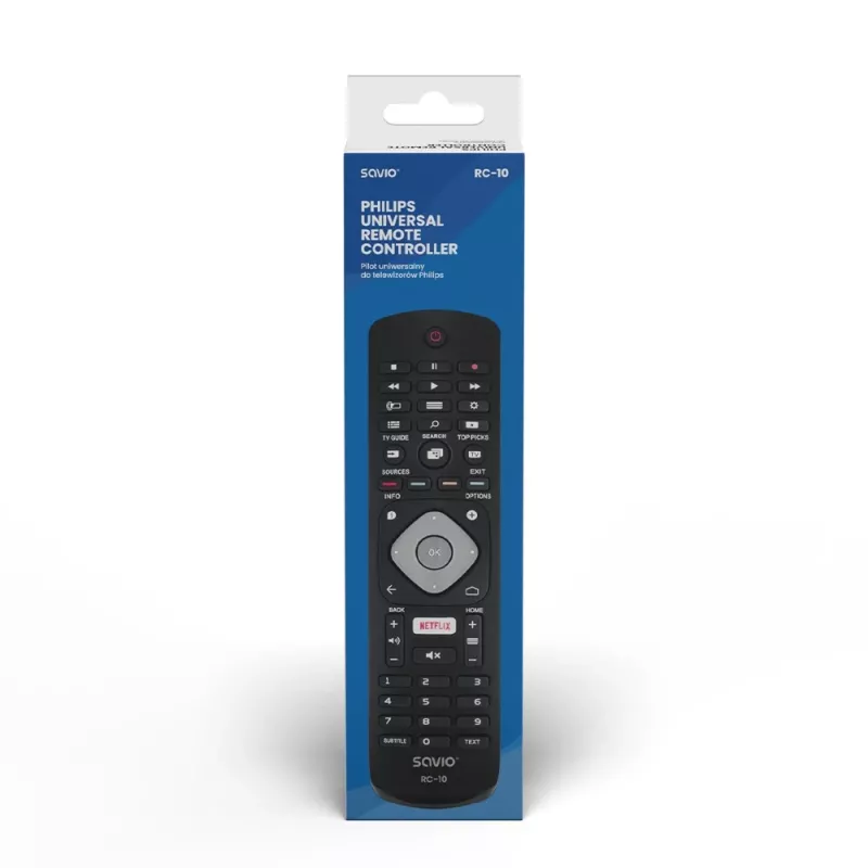 SAVIO pilot RC-10 do telewizora Philips, bezprzewodowy IR, czarny, przyciski