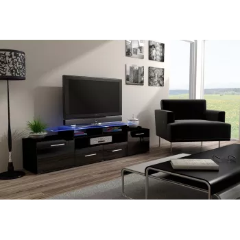 Cama stojak TV EVORA 200 czarny/czarny połysk