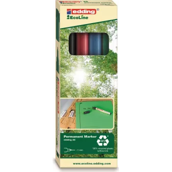 EDDING EcoLine 25 - Czarny - Niebieski - Zielony - Czerwony - Okrągła końcówka - Wielokolorowy - Plastik - 1 mm - Wielokolorowy