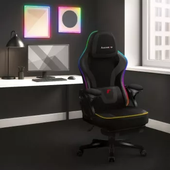 Fotel gamingowy huzaro HZ-FORCE 4.6 RGB Czarny Mesh — ergonomiczny, regulacja wysokości, podświetlenie RGB, tapicerka materiałowa, maks. 130 kg