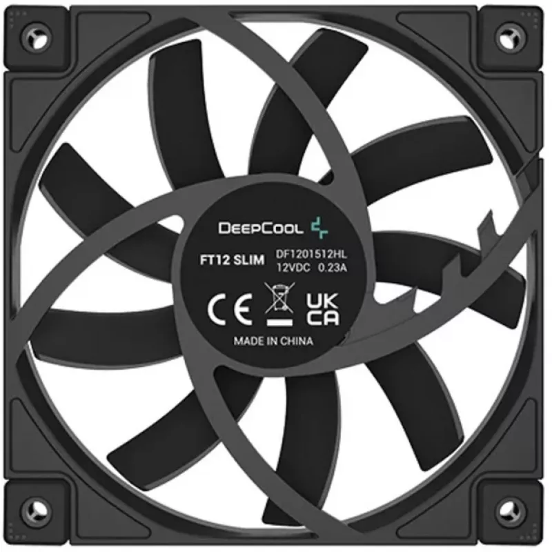 Wentylator obudowy cienki 120 mm PWM DeepCool FT12 cienki — czarny, niskoprofilowy design, sterowanie PWM