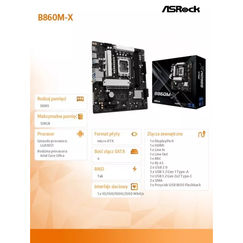 Płyta główna ASRock B850M-X WiFi AMD B850 Socket AM5 micro ATX
