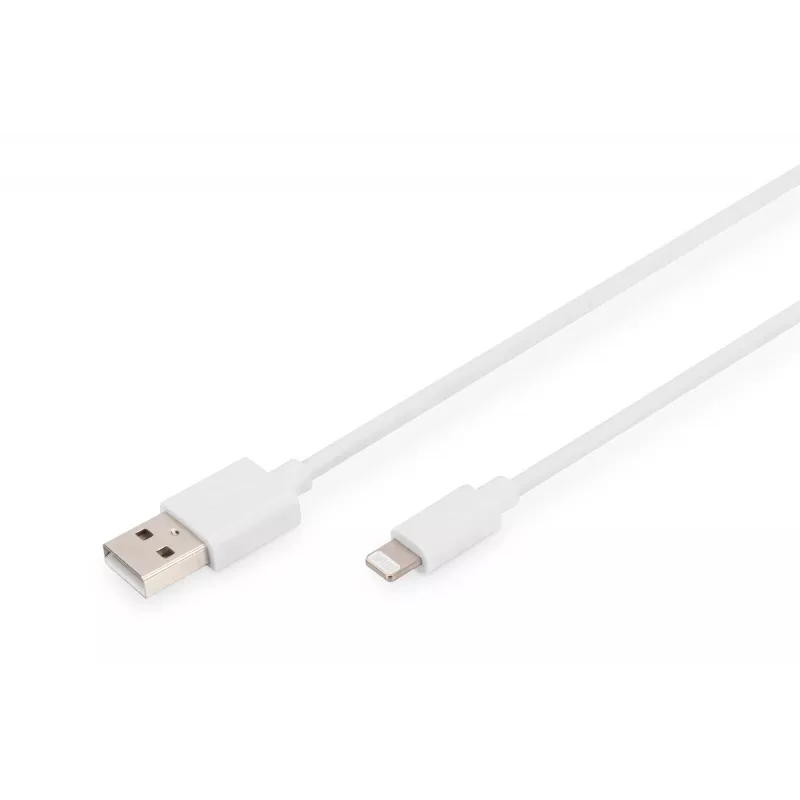 DIGITUS - Kabel Lightning - Lightning (M) do USB (M) - 1,0 m - Podwójna izolacja - Biały - Formowany - do Apple iPad/iPhone/iPod (Lightning) (DB-600106-010-W)