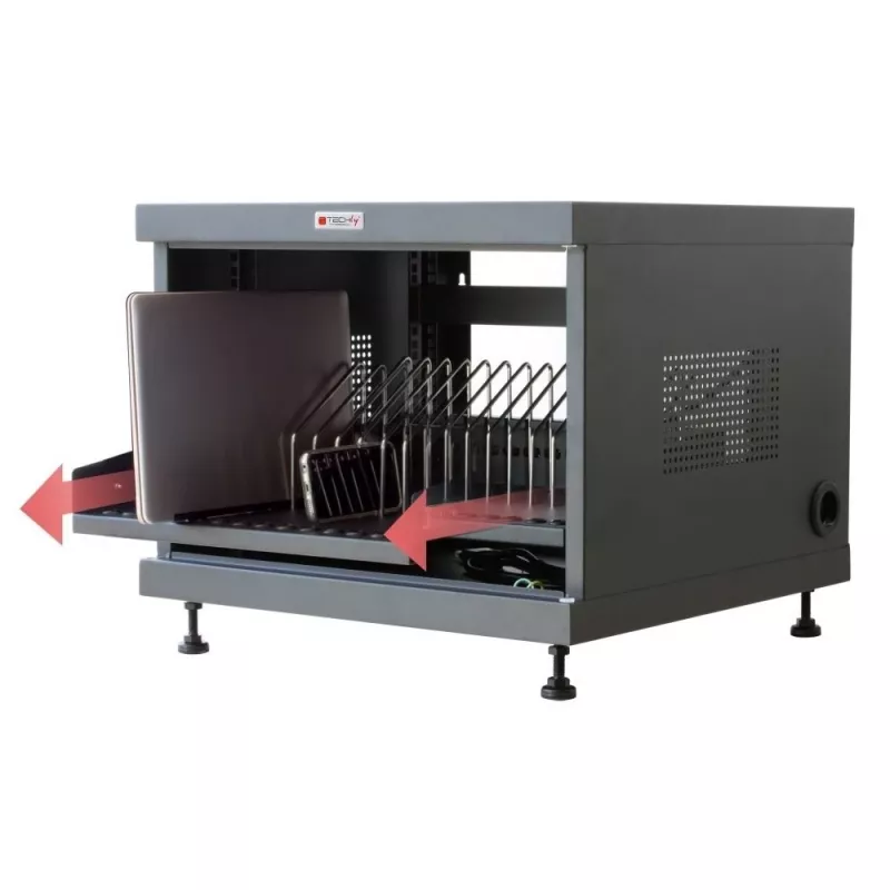 Półka rack TECHLY 367652 organizer kabli z mocowaniem samoprzylepnym 3M, stal, 550×550×410 mm, czarny