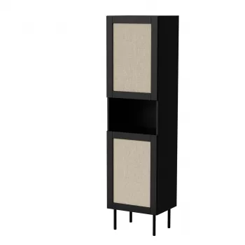 Szafka do przechowywania cama meble JUTA 50×39,5×190 cm, stojąca przy ścianie, czarna z wykończeniem linol calabria