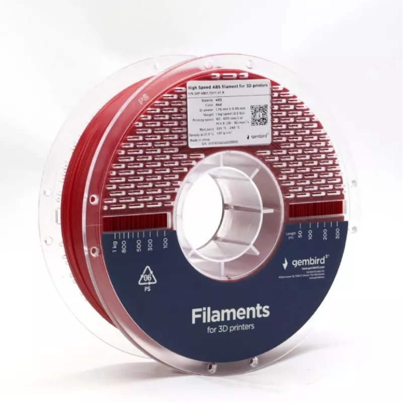 GEMBIRD ABS filament do druku 3D 1,75 mm Czerwony 1 kg