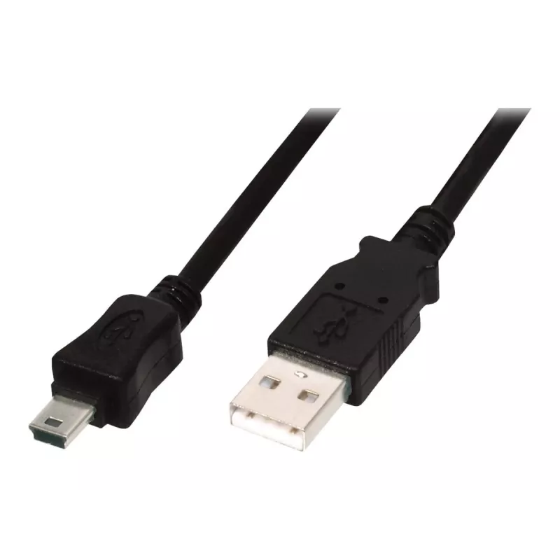 Kabel USB Digitus ASSMANN - USB Typ A, 4-pin (M) - Mini-USB, Typ B (M) - 1 m (USB / Hi-Speed USB) - Formowany - Czarny (AK-300108-010-S)