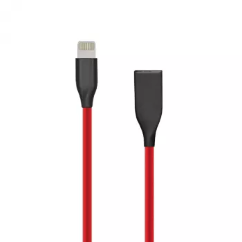 Kabel Silikonowy USB- Lightning, 1m (czerwony)