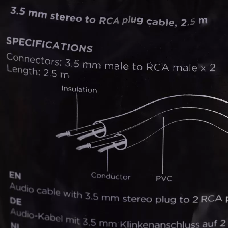 Gembird 2.5m, 3.5mm/2xRCA, M/M kabel audio Czarny, Czerwony, Biały