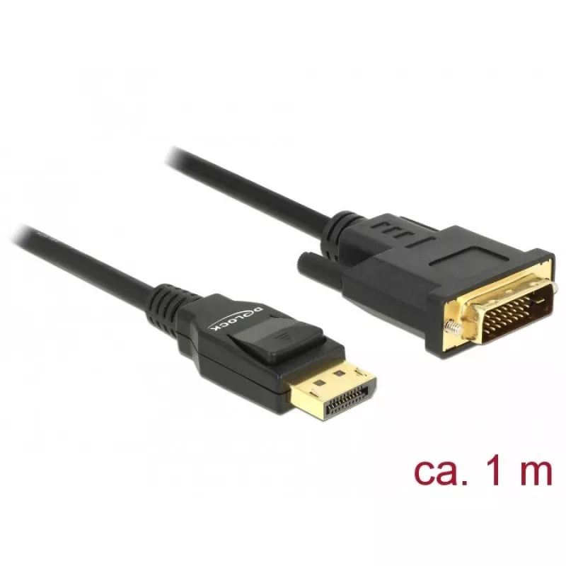 Kabel wideo adaptera DeLOCK 85312 1 m DisplayPort do DVI-D czarny