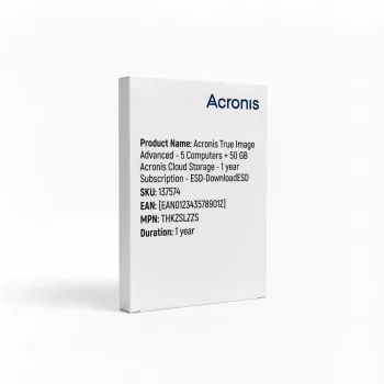 Acronis True Image Advanced - 5 komputerów + 50 GB Acronis Cloud Storage - 1 rok subskrypcji - ESD-DownloadESD