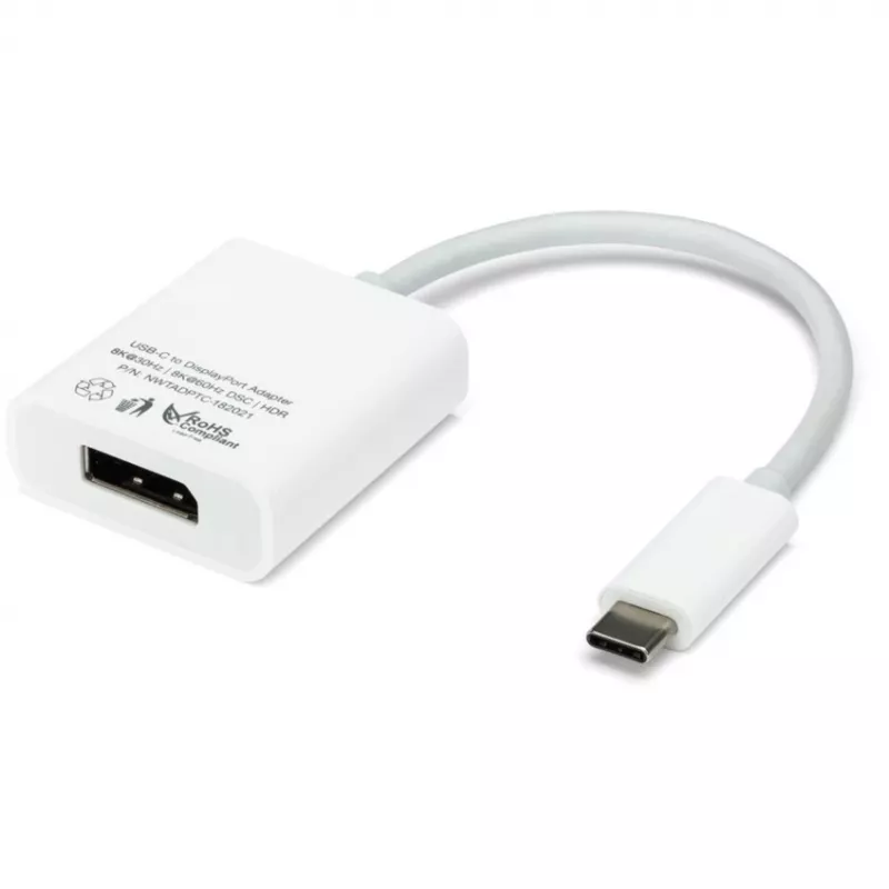 Adapater USB, wtyczka USB-C > gniazdo DisplayPort (Biały, 11 cm)