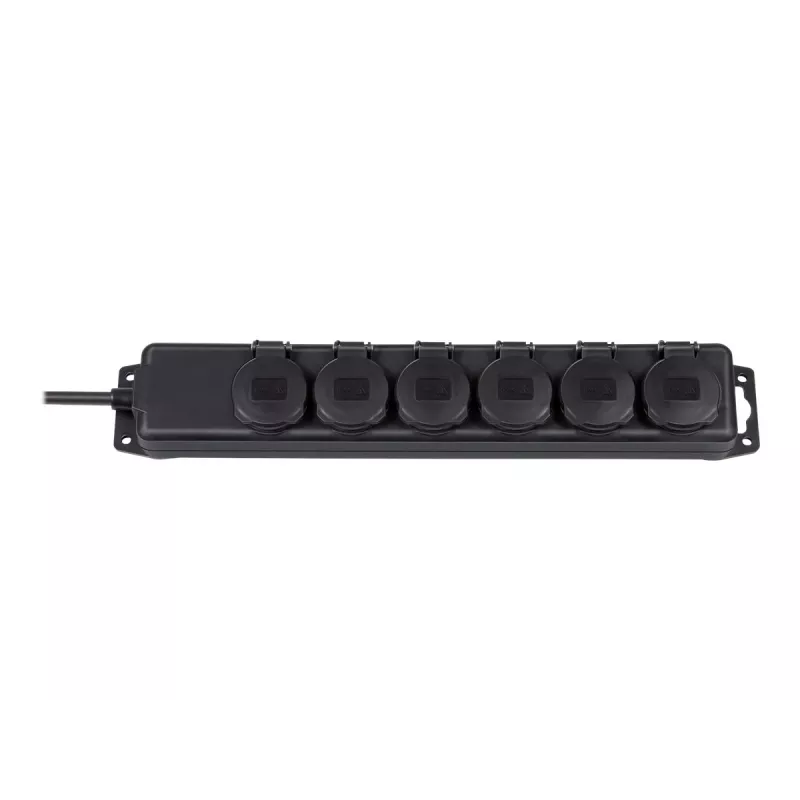 listwa zasilająca IP44 6-gniazdowa czarna 2m H07RN-F 3G1,5 (1159970)