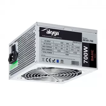 Akyga AK-B1-700 Basic 700 W zasilacz ATX, pasywny PFC, wentylator 120 mm, szary