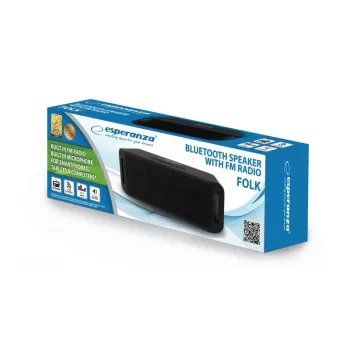 Przenośny głośnik stereo ESPERANZA FOLK czarny — 6 W RMS, Bluetooth, MicroSD, bateria LiPo
