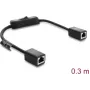 Kabel DELOCK RJ45 Kat.6 F/UTP 0,3 m z przełącznikiem w linii, niebieski do niebieskiego